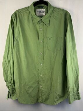 American Eagle Vintage Fit Green Button Front Shirt Men’s Large